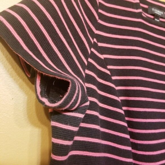 Talbots | Pink and Black Striped Fit & Flare Dress (Size 14W Petite) - Picture 4 of 8